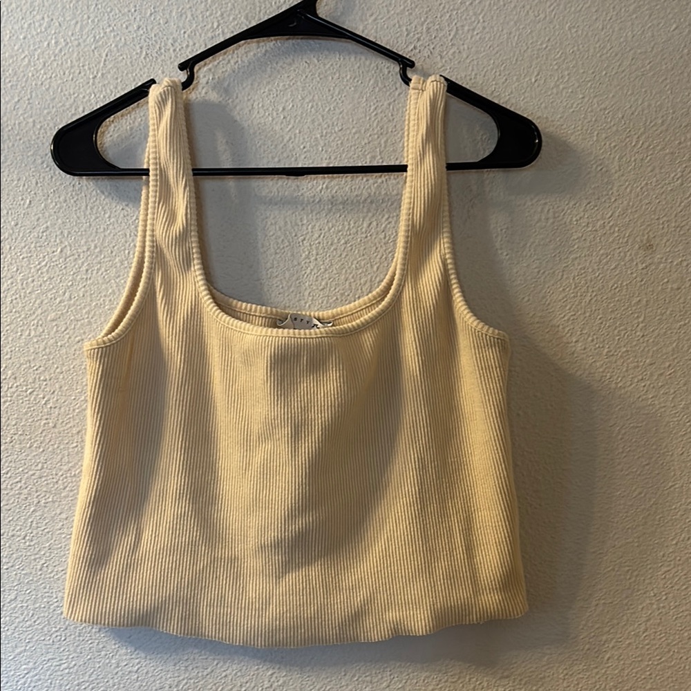 Rusty Cream Ribbed Raw Hem Women's Tank Top